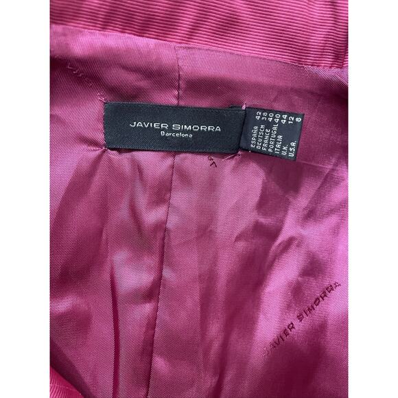 javier simorra barcelona, below the knee pink jacket, pleated, button up,size8 - Picture 11 of 11